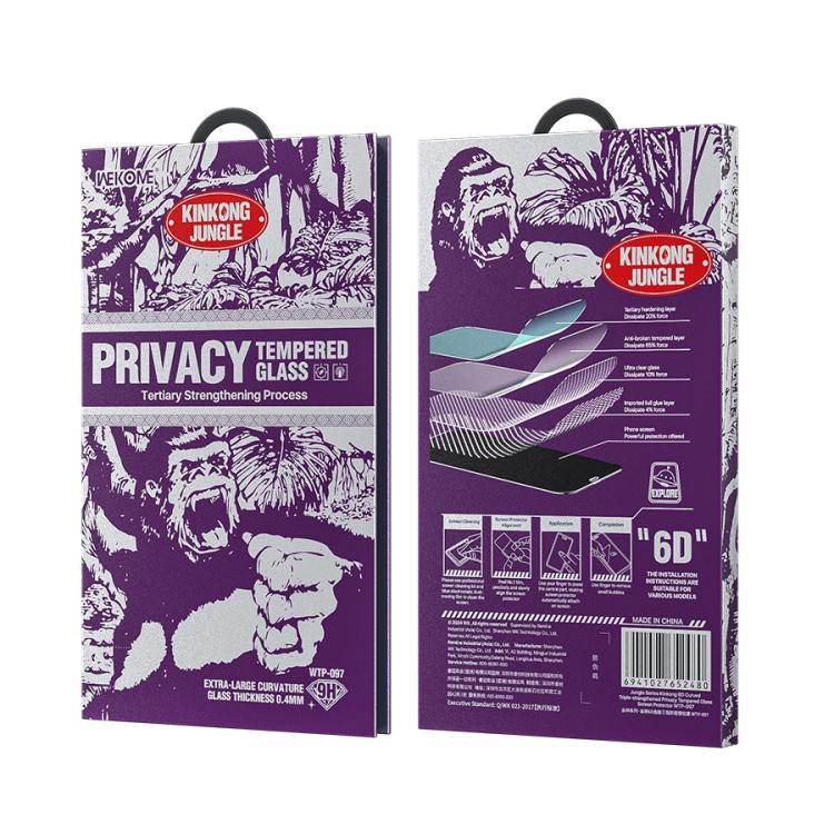 For iPhone 16 Plus / 15 Plus WK WTP-097 Jungle Series Kinkong 6D Curved Privacy Tempered Glass Film - iPhone 16 Plus Tempered Glass by WK | Online Shopping UK | buy2fix