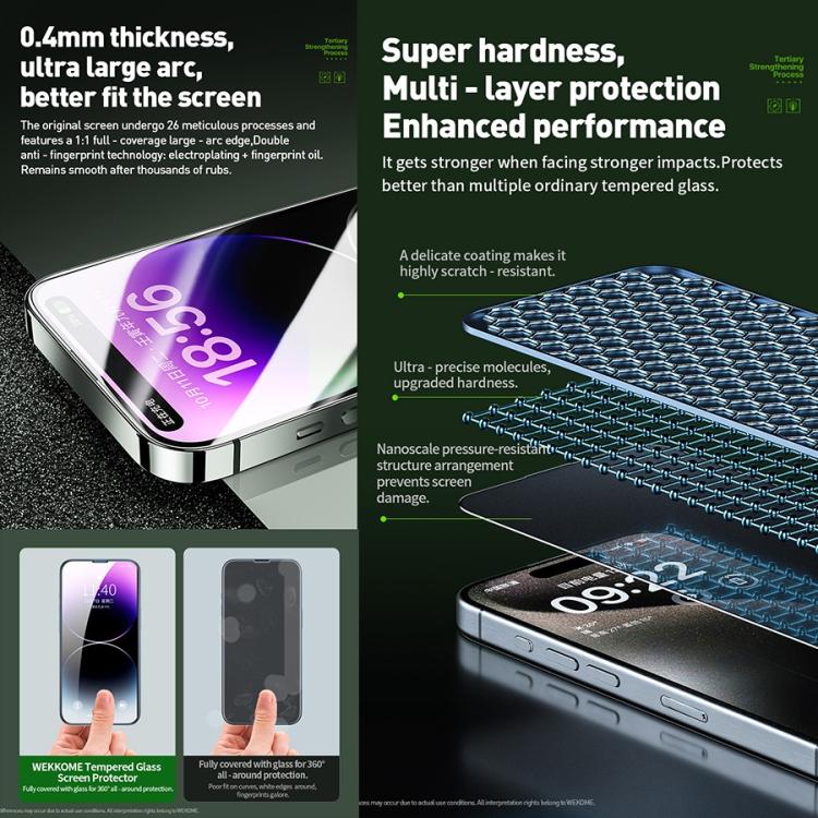 For iPhone 16 / 15 WK WTP-097 Jungle Series Kinkong 6D Curved Privacy Tempered Glass Film - iPhone 16 Tempered Glass by WK | Online Shopping UK | buy2fix