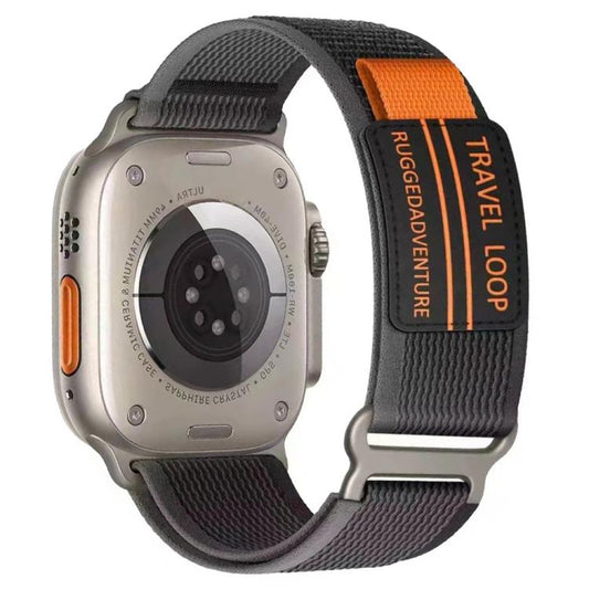 For Apple Watch 42mm / 41mm / 40mm / 38mm xDfind Double Section Metal Buckle Loop Nylon Braided Watch Band(Black Grey) - Watch Bands by xDfind | Online Shopping UK | buy2fix