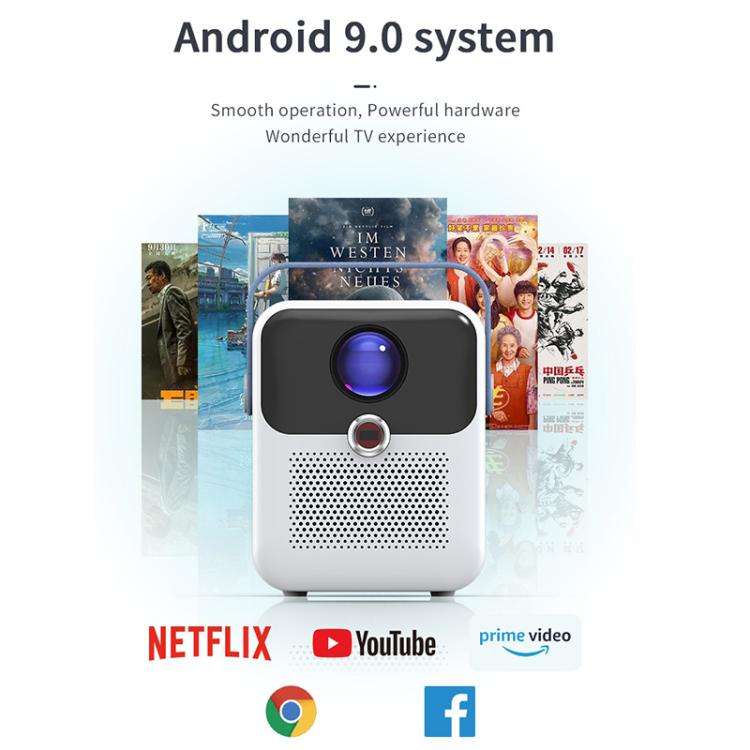 CYS2 Portable HD Android Projector Smart Home Theater, 1GB+8GB, Amlogic T950s, Specification:UK Plug(White Blue) - LED Projector by buy2fix | Online Shopping UK | buy2fix