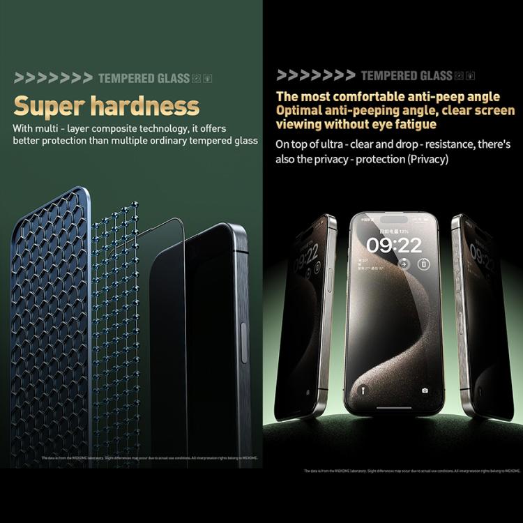 For iPhone 16 Pro Max WK WTP-104 Jungle Series Kinkong Kyanite Ultra-hard 9D Curved Privacy Aluminum Glass Film - iPhone 16 Pro Max Tempered Glass by WK | Online Shopping UK | buy2fix