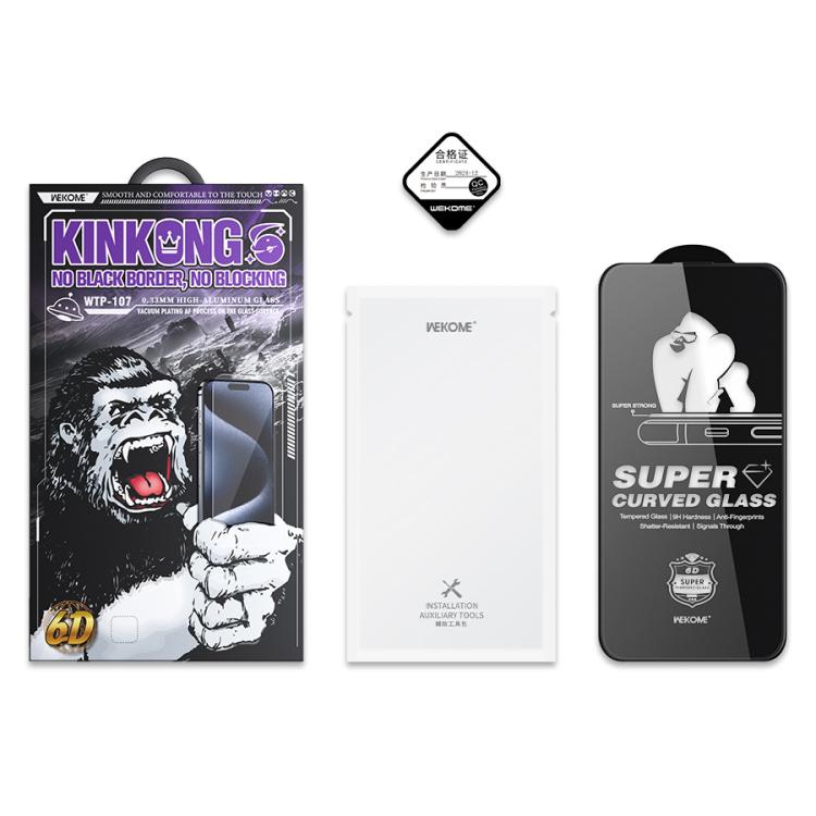 For iPhone 16 Plus / 15 Plus WK WTP-107 Kings KinKong 0.33mm 6D Curved HD Tempered Glass Film, No Black Frame - iPhone 16 Plus Tempered Glass by WK | Online Shopping UK | buy2fix