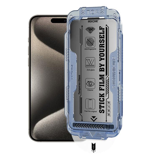For iPhone 15 Pro WK WTP-116 Easy Install 6D Curved Ultra-Fine Edge Privacy Tempered Glass Film