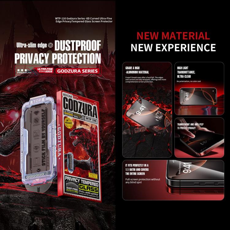 For iPhone 12 / 12 Pro WK WTP-116 Easy Install 6D Curved Ultra-Fine Edge Privacy Tempered Glass Film - iPhone 12 / 12 Pro Tempered Glass by WK | Online Shopping UK | buy2fix