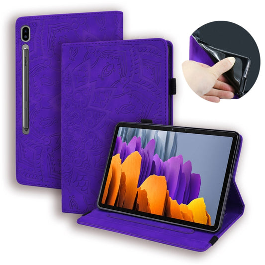 For Samsung Galaxy Tab S8 / Galaxy Tab S7 Calf Texture Embossed Horizontal Flip Leather Case with Holder & Card Slots & Photo Frame(Purple) by buy2fix