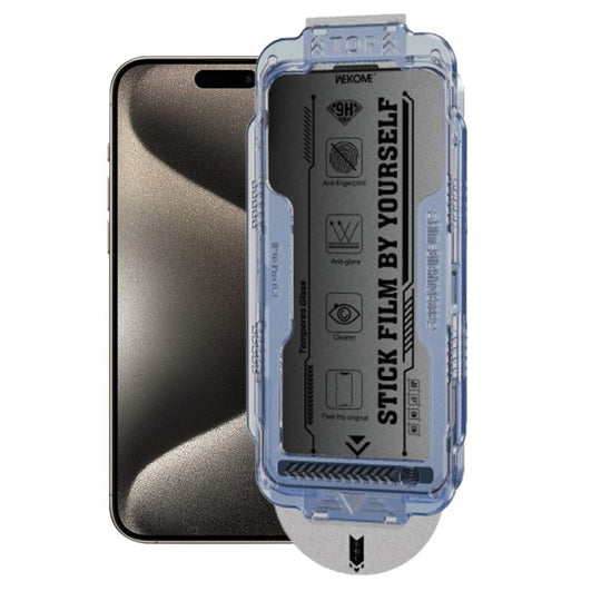 For iPhone 15 Pro WK WTP-118 Easy Install 6D Curved Ultra-Fine Edge Frosted Privacy Tempered Glass Film