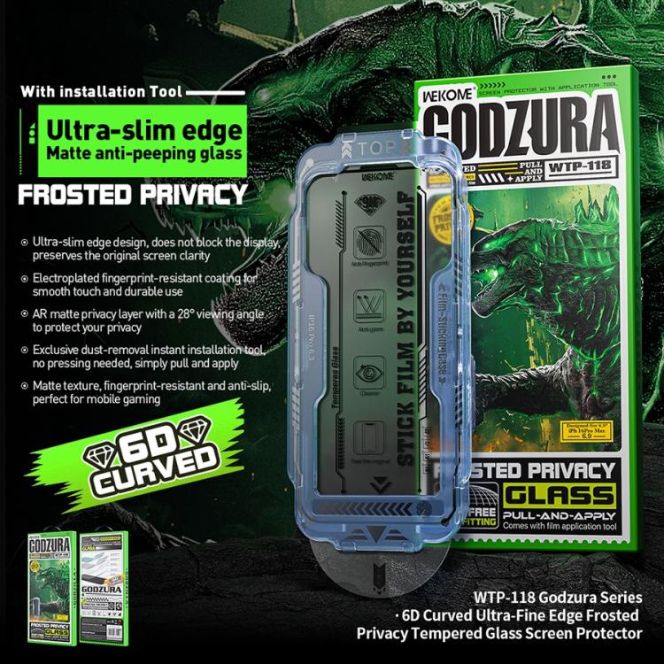 For iPhone 12 Pro Max WK WTP-118 Easy Install 6D Curved Ultra-Fine Edge Frosted Privacy Tempered Glass Film - iPhone 12 Pro Max Tempered Glass by WK | Online Shopping UK | buy2fix
