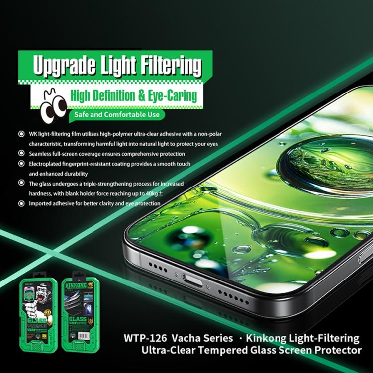 For iPhone 16 Pro WK WTP-126 Vacha Series KinKong Light-Filtering Ultra- Clear Tempered Glass Film - iPhone 16 Pro Tempered Glass by WK | Online Shopping UK | buy2fix