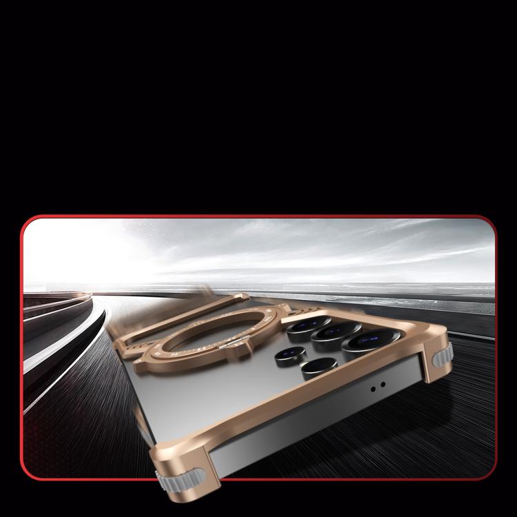 For Samsung Galaxy S24 Ultra 5G S Shaped 360 Holder Airbag Frameless MagSafe Metal Phone Case(Black) - Galaxy S24 Ultra 5G Cases by buy2fix | Online Shopping UK | buy2fix