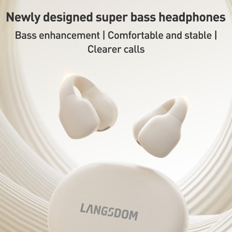 Langsdom TS03 Pro Clip-On Wireless Bluetooth Earphones(Beige) - Bluetooth Earphone by Langsdom | Online Shopping UK | buy2fix