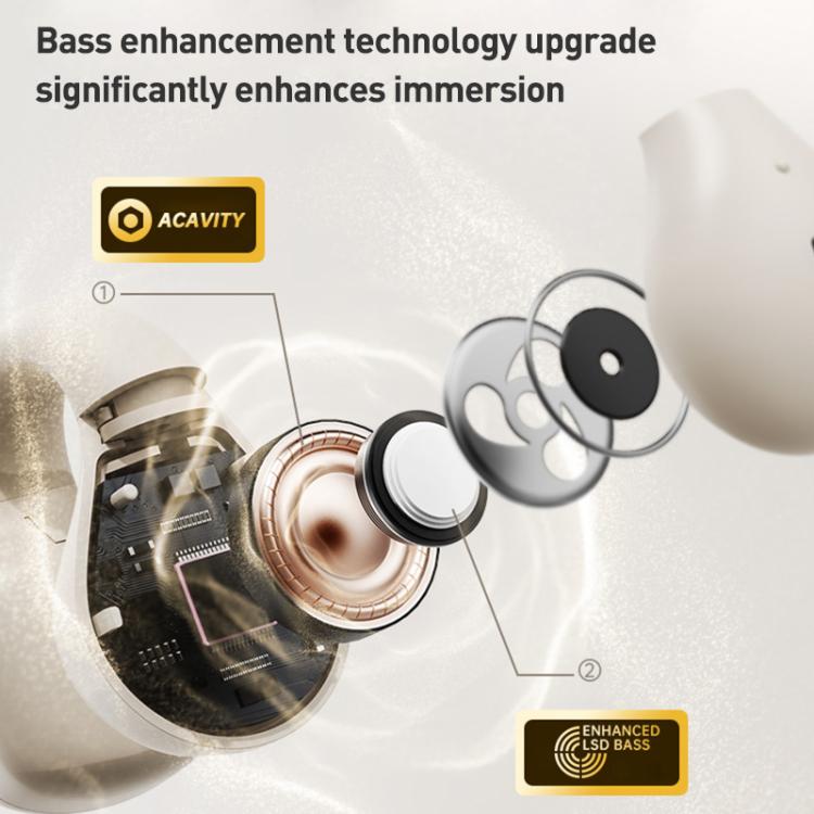 Langsdom TS03 Pro Clip-On Wireless Bluetooth Earphones(Beige) - Bluetooth Earphone by Langsdom | Online Shopping UK | buy2fix