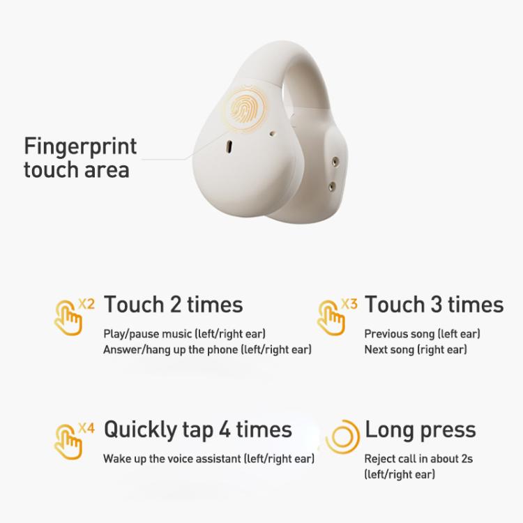 Langsdom TS03 Pro Clip-On Wireless Bluetooth Earphones(Beige) - Bluetooth Earphone by Langsdom | Online Shopping UK | buy2fix