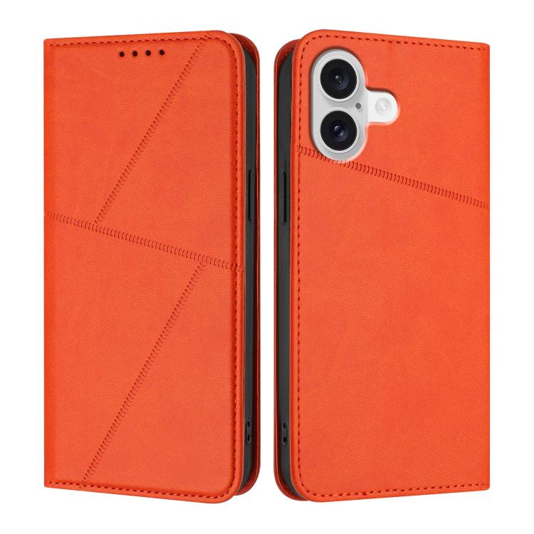 For iPhone 17 Strong Magnetic Frosted Flip Leather Phone Case(Orange) - iPhone 17 Cases by buy2fix | Online Shopping UK | buy2fix
