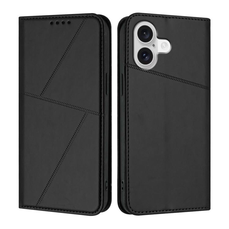 For iPhone 17 Strong Magnetic Frosted Flip Leather Phone Case(Black) - iPhone 17 Cases by buy2fix | Online Shopping UK | buy2fix