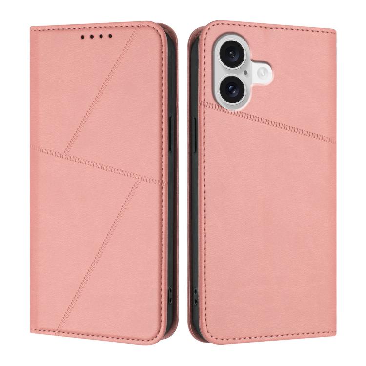 For iPhone 17 Strong Magnetic Frosted Flip Leather Phone Case(Pink) - iPhone 17 Cases by buy2fix | Online Shopping UK | buy2fix