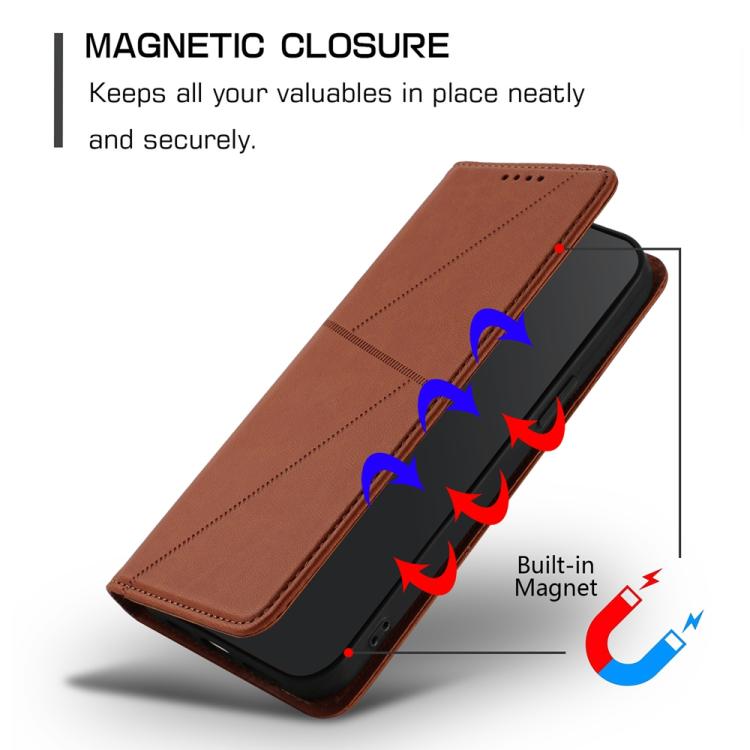 For iPhone 17 Air Strong Magnetic Frosted Flip Leather Phone Case(Coffee Color) - iPhone 17 Air Cases by buy2fix | Online Shopping UK | buy2fix