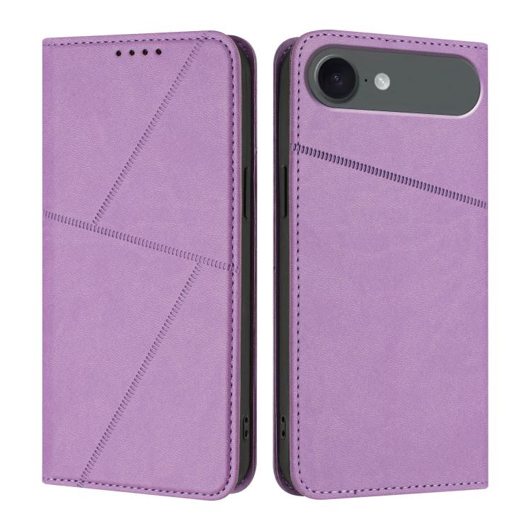 For iPhone 17 Air Strong Magnetic Frosted Flip Leather Phone Case(Light Purple) - iPhone 17 Air Cases by buy2fix | Online Shopping UK | buy2fix