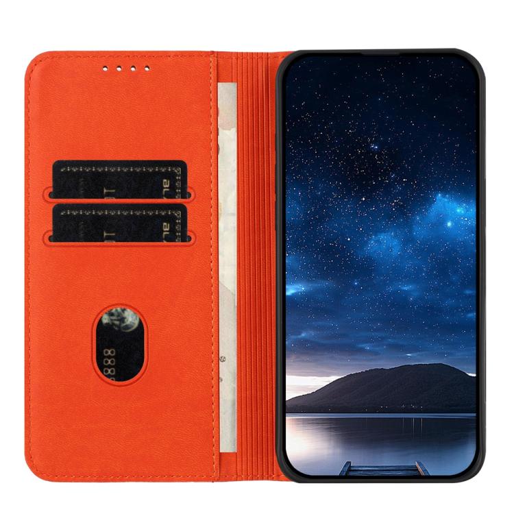For iPhone 17 Air Strong Magnetic Frosted Flip Leather Phone Case(Orange) - iPhone 17 Air Cases by buy2fix | Online Shopping UK | buy2fix