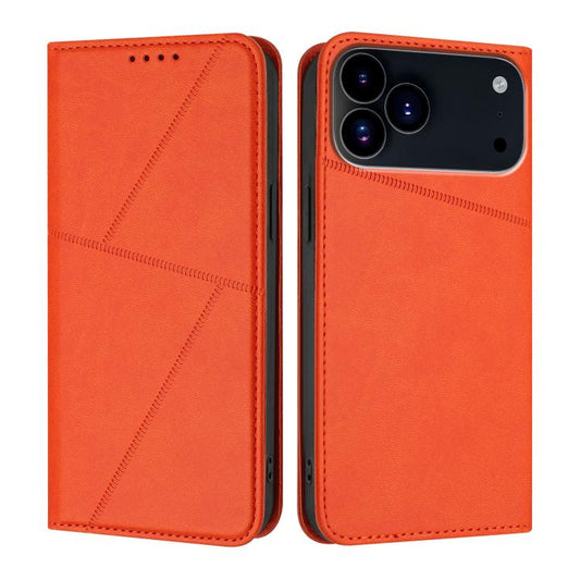 For iPhone 17 Pro Strong Magnetic Frosted Flip Leather Phone Case(Orange) - iPhone 17 Pro Cases by buy2fix | Online Shopping UK | buy2fix