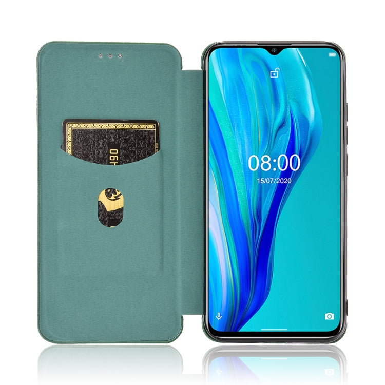 For Ulefone Note 9P Carbon Fiber Texture Horizontal Flip TPU + PC + PU Leather Case with Card Slot(Green) by buy2fix