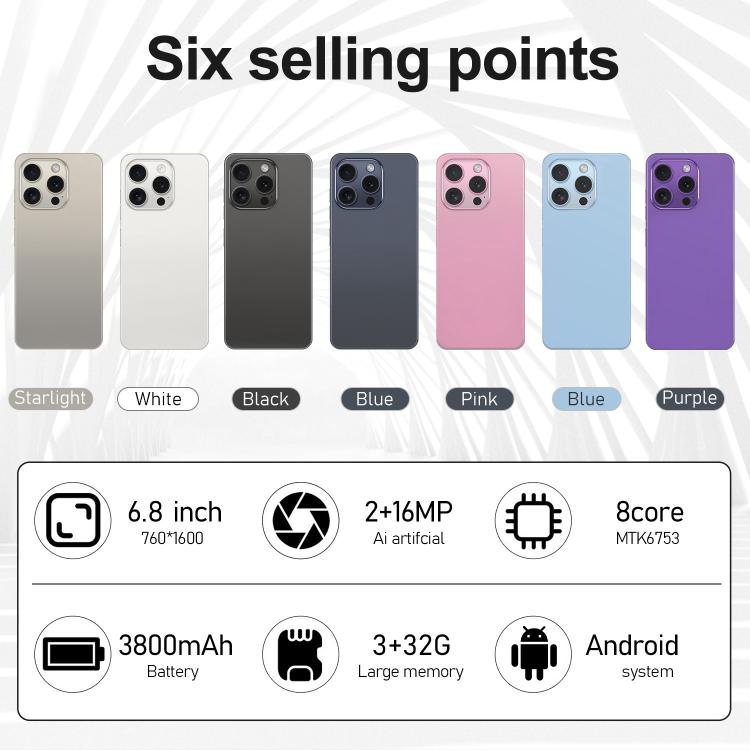 I16 Pro Max / VD1, 3GB+32GB, 6.8 inch Android 10 MTK6753 Octa Core, Network: 4G, Dual SIM, Plug:UK Plug(Purple) -  by buy2fix | Online Shopping UK | buy2fix