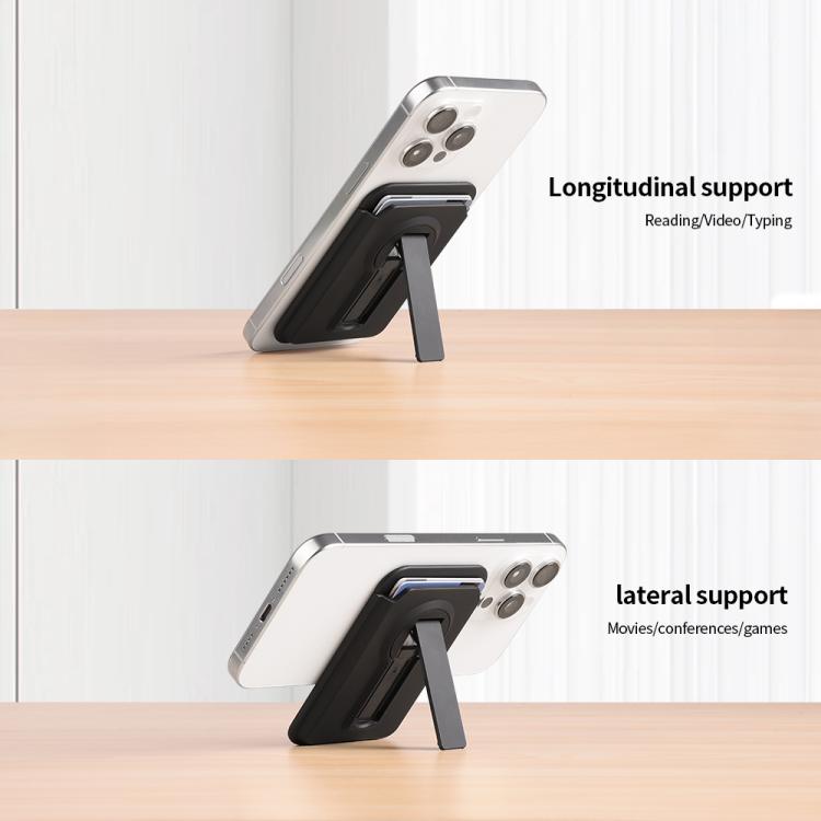 Magnetic Foldable 360 Degree Rotating Bracket Card Bag(Black) - Adhesive Card Holders by buy2fix | Online Shopping UK | buy2fix