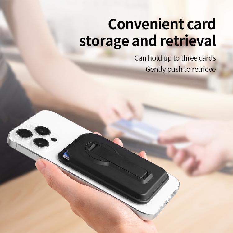 Magnetic Foldable 360 Degree Rotating Bracket Card Bag(Black) - Adhesive Card Holders by buy2fix | Online Shopping UK | buy2fix