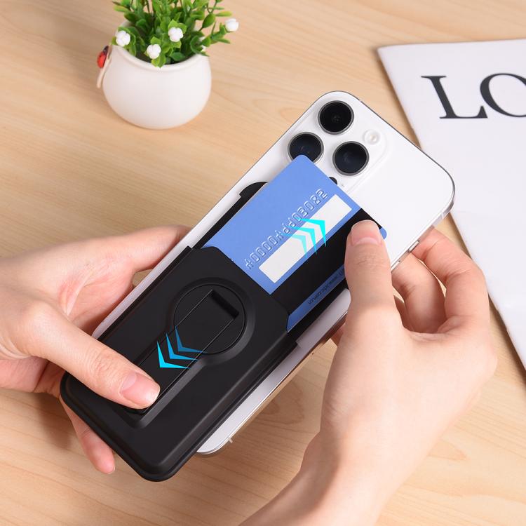 Magnetic Foldable 360 Degree Rotating Bracket Card Bag(Black) - Adhesive Card Holders by buy2fix | Online Shopping UK | buy2fix