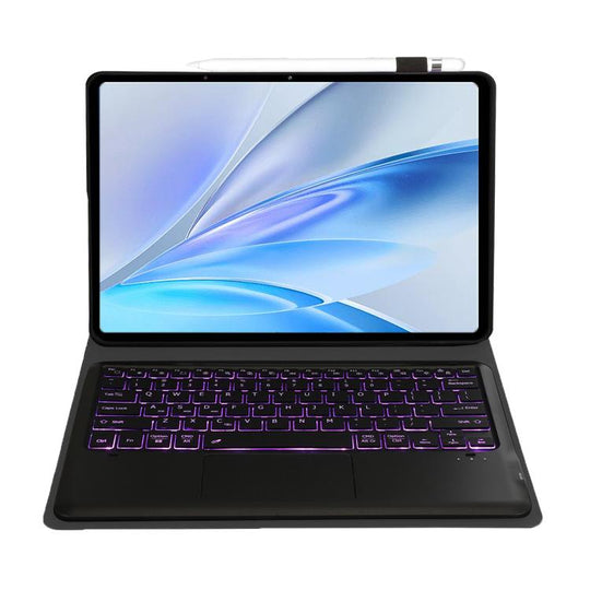 For vivo Pad SE 12.3 Bluetooth Keyboard Detachable Leather Tablet Case with Touchpad Backlight(Black)
