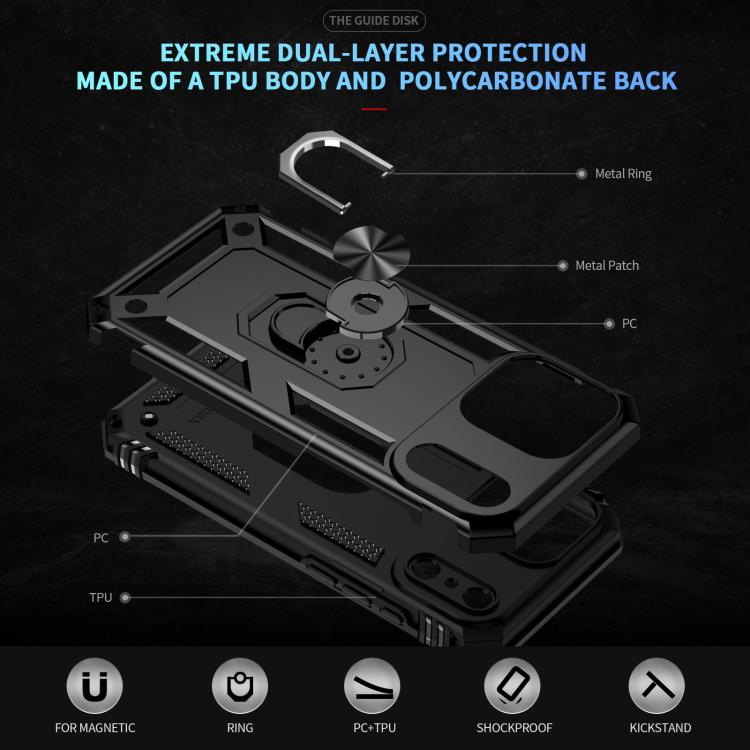 For iPhone Air Shockproof TPU Hybrid PC Phone Case with Holder(Black) - iPhone Air Cases by buy2fix | Online Shopping UK | buy2fix