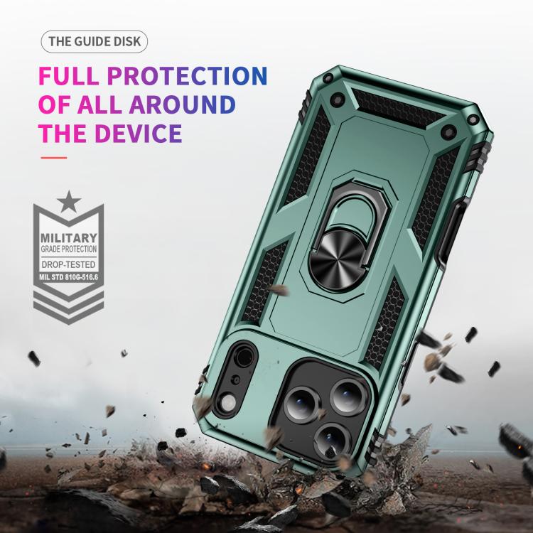 For iPhone Air Shockproof TPU Hybrid PC Phone Case with Holder(Dark Green) - iPhone Air Cases by buy2fix | Online Shopping UK | buy2fix