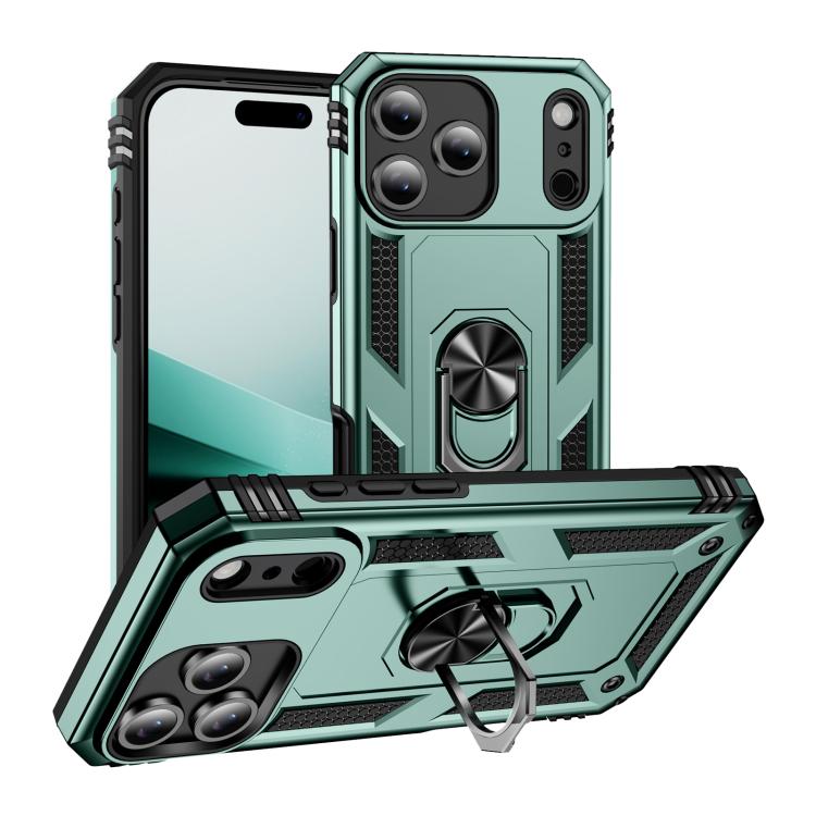For iPhone Air Shockproof TPU Hybrid PC Phone Case with Holder(Dark Green) - iPhone Air Cases by buy2fix | Online Shopping UK | buy2fix