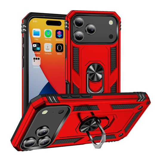 For iPhone 18 Pro / 17 Pro Shockproof TPU Hybrid PC Phone Case with Holder(Red)