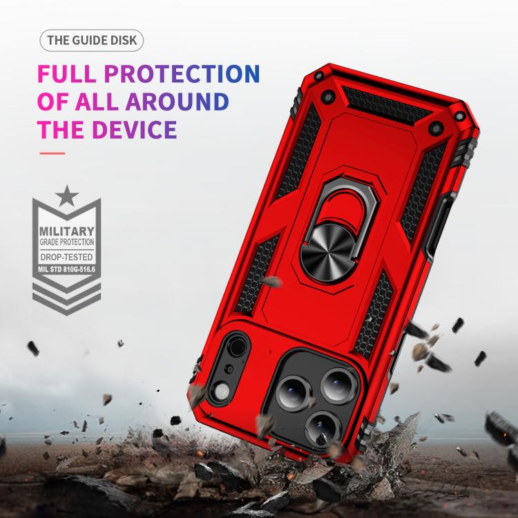 For iPhone 17 Pro Shockproof TPU Hybrid PC Phone Case with Holder(Red) - iPhone 17 Pro Cases by buy2fix | Online Shopping UK | buy2fix