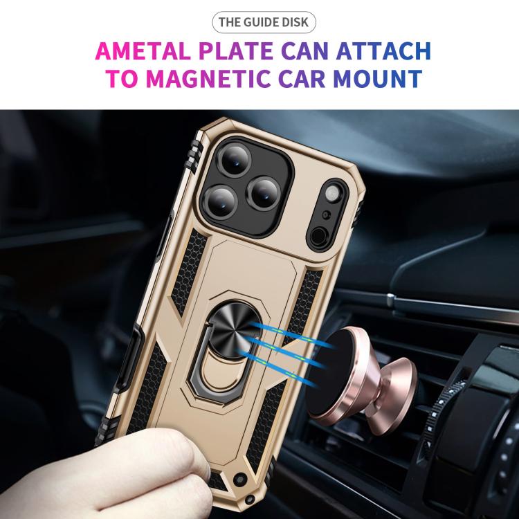 For iPhone 17 Pro Shockproof TPU Hybrid PC Phone Case with Holder(Gold) - iPhone 17 Pro Cases by buy2fix | Online Shopping UK | buy2fix