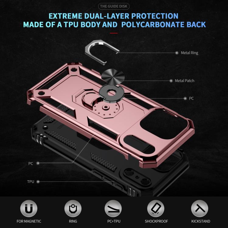 For iPhone 17 Pro Shockproof TPU Hybrid PC Phone Case with Holder(Rose Gold) - iPhone 17 Pro Cases by buy2fix | Online Shopping UK | buy2fix