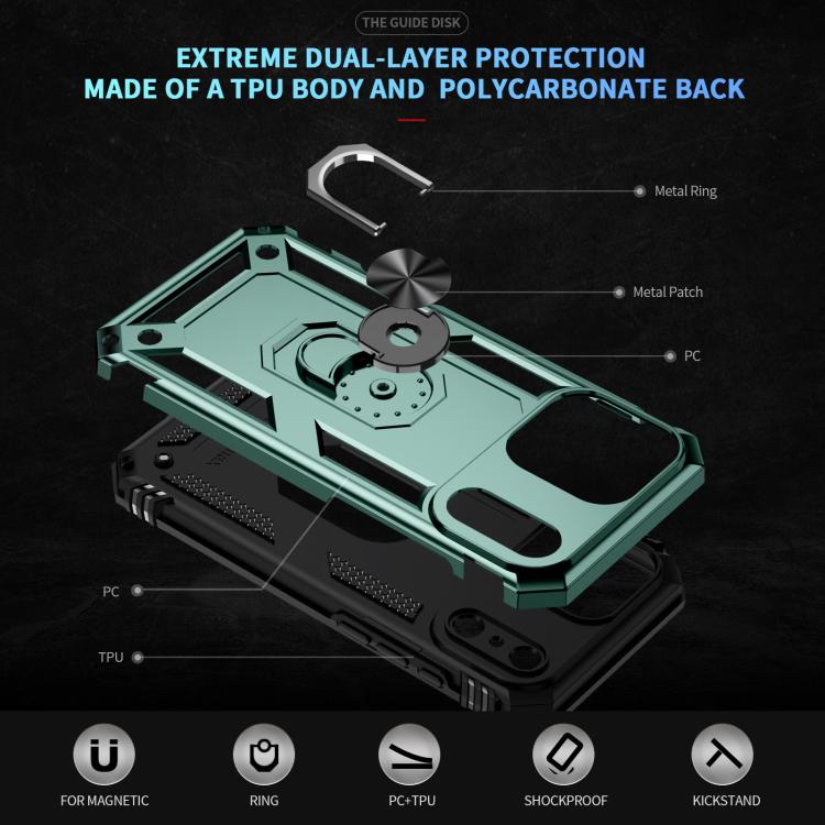 For iPhone 17 Pro Shockproof TPU Hybrid PC Phone Case with Holder(Dark Green) - iPhone 17 Pro Cases by buy2fix | Online Shopping UK | buy2fix