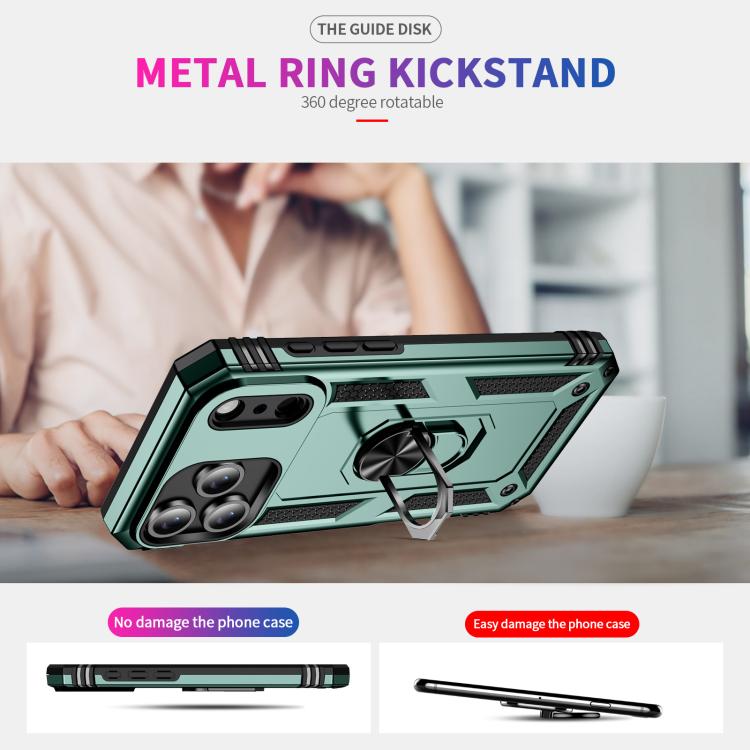 For iPhone 17 Pro Shockproof TPU Hybrid PC Phone Case with Holder(Dark Green) - iPhone 17 Pro Cases by buy2fix | Online Shopping UK | buy2fix