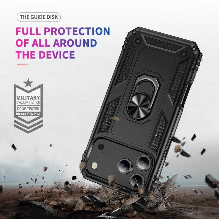 For iPhone 17 Pro Max Shockproof TPU Hybrid PC Phone Case with Holder(Black) - iPhone 17 Pro Max Cases by buy2fix | Online Shopping UK | buy2fix