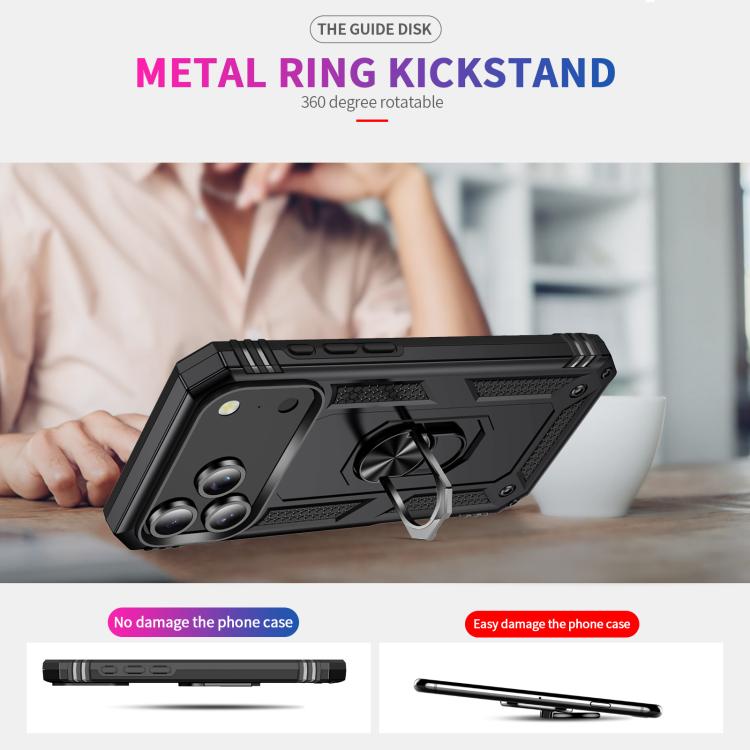 For iPhone 17 Pro Max Shockproof TPU Hybrid PC Phone Case with Holder(Black) - iPhone 17 Pro Max Cases by buy2fix | Online Shopping UK | buy2fix