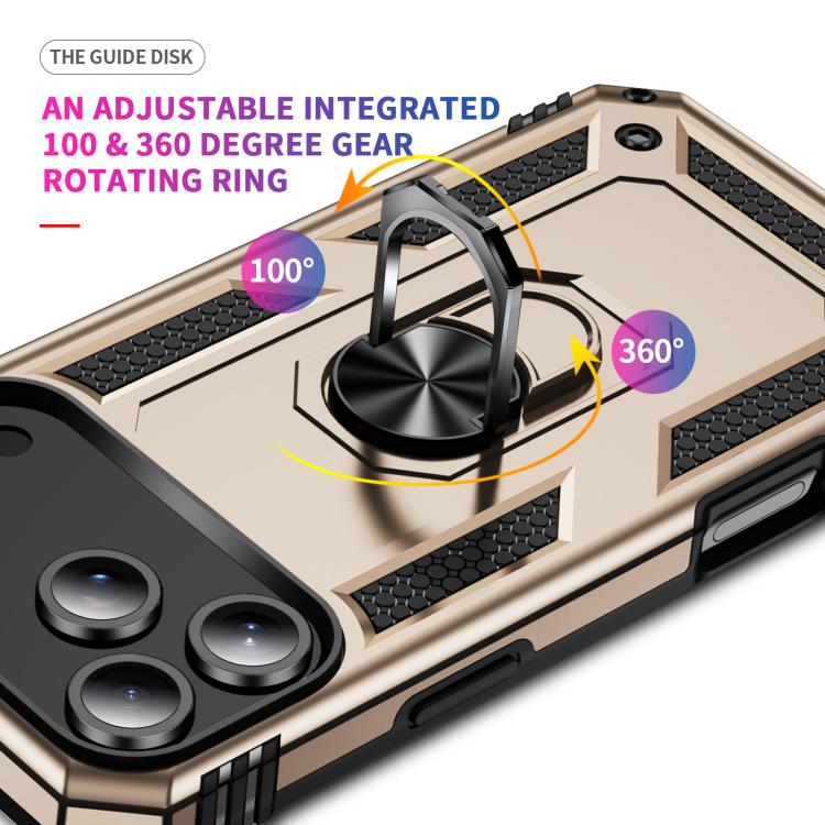 For iPhone 17 Pro Max Shockproof TPU Hybrid PC Phone Case with Holder(Gold) - iPhone 17 Pro Max Cases by buy2fix | Online Shopping UK | buy2fix