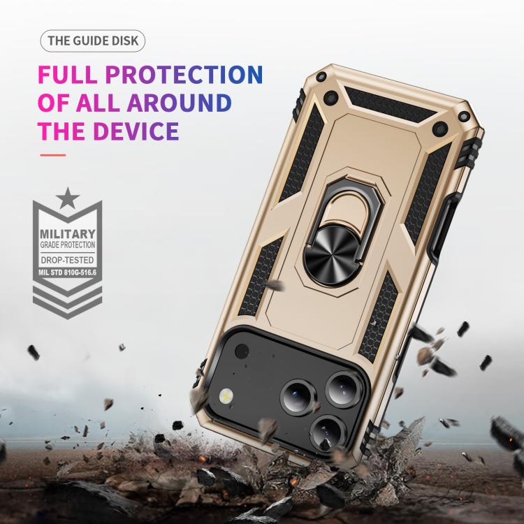 For iPhone 17 Pro Max Shockproof TPU Hybrid PC Phone Case with Holder(Gold) - iPhone 17 Pro Max Cases by buy2fix | Online Shopping UK | buy2fix