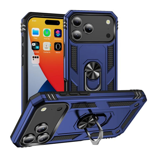 For iPhone 18 Pro Max / 17 Pro Max Shockproof TPU Hybrid PC Phone Case with Holder(Blue)