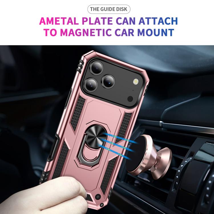 For iPhone 17 Pro Max Shockproof TPU Hybrid PC Phone Case with Holder(Rose Gold) - iPhone 17 Pro Max Cases by buy2fix | Online Shopping UK | buy2fix