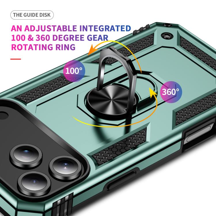 For iPhone 17 Pro Max Shockproof TPU Hybrid PC Phone Case with Holder(Dark Green) - iPhone 17 Pro Max Cases by buy2fix | Online Shopping UK | buy2fix