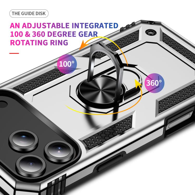 For iPhone 17 Pro Max Shockproof TPU Hybrid PC Phone Case with Holder(Silver) - iPhone 17 Pro Max Cases by buy2fix | Online Shopping UK | buy2fix