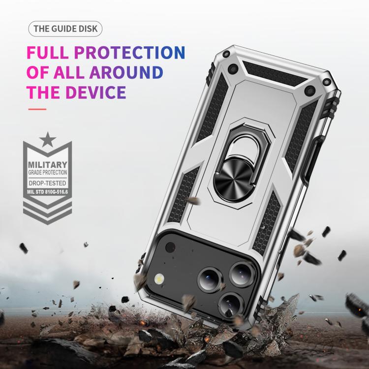 For iPhone 17 Pro Max Shockproof TPU Hybrid PC Phone Case with Holder(Silver) - iPhone 17 Pro Max Cases by buy2fix | Online Shopping UK | buy2fix