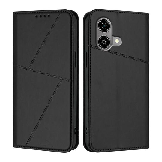 For ZTE Blade A35e Brazil Strong Magnetic Frosted Flip Leather Phone Case(Black)