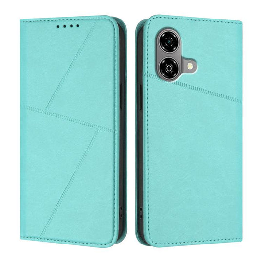 For ZTE Blade A35e Brazil Strong Magnetic Frosted Flip Leather Phone Case(Light Blue)