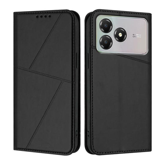 For ZTE Blade A36 4G Strong Magnetic Frosted Flip Leather Phone Case(Black)